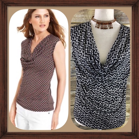 Michael Kors Tops - Michael Michael Kors Black &White Cowl Neck Blouse